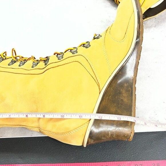 Timberland Knee High Lace-Up Yellow Genuine Leather Boots Womens Size 9M - Picture 12 of 13